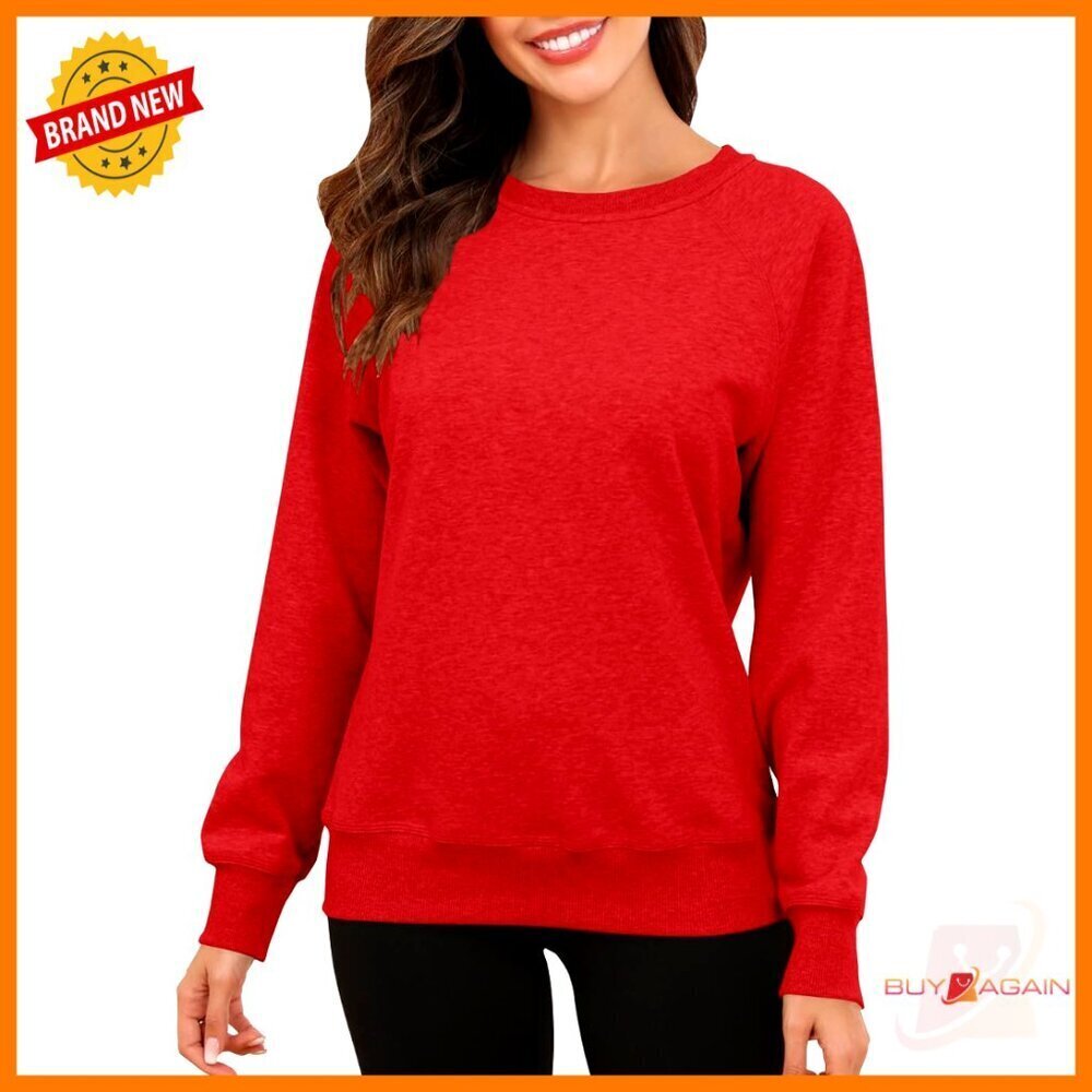 Fleece Lined Oversized Sweatshirt Raglan Sleeve Loose Fit Casual Pullover Warm